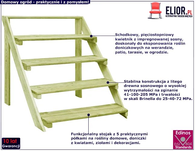 Półka na rośliny z impregnowanej sosny - Vimera