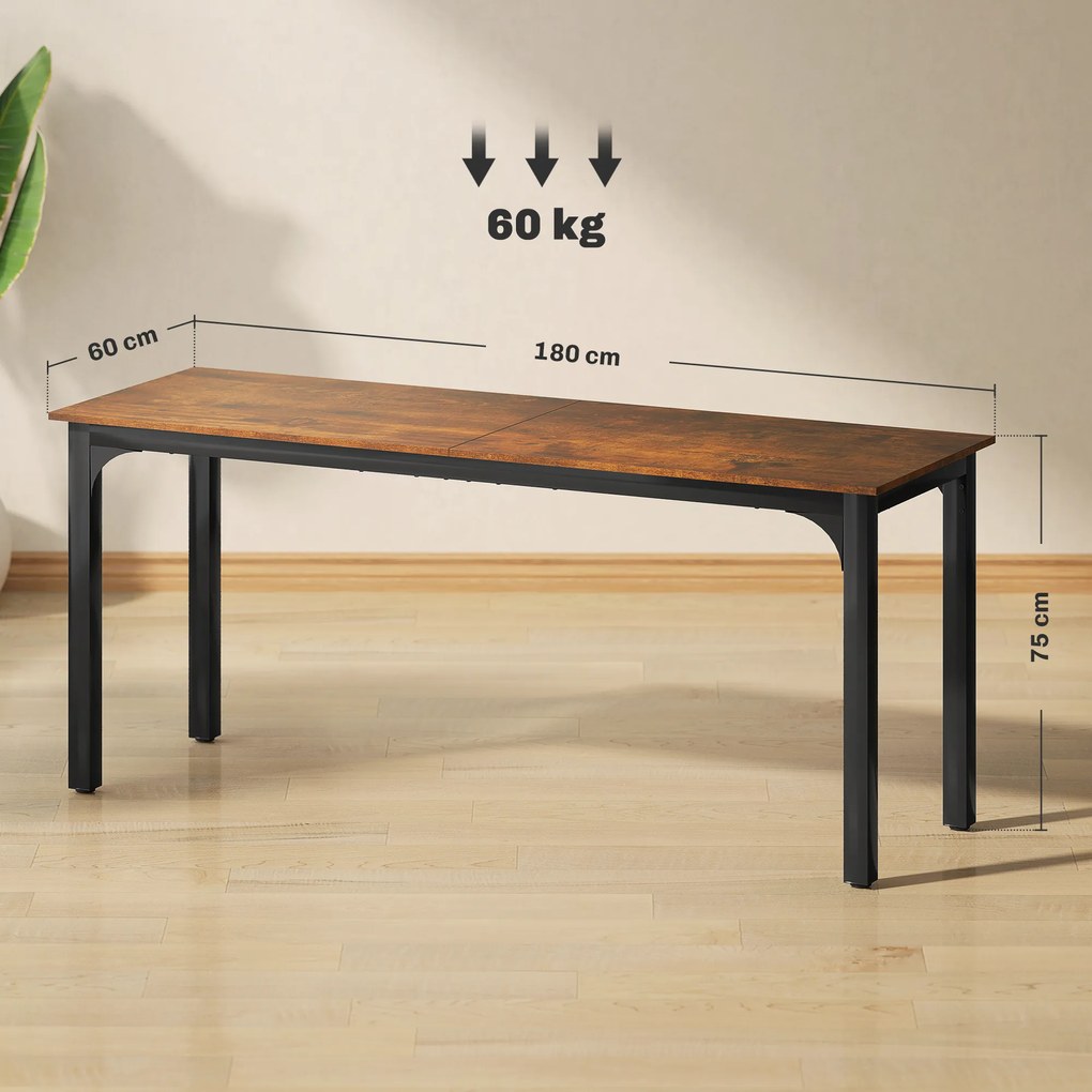 HOMCOM Biurko, biurko komputerowe, rustykalny design, dużo miejsca, płyta wiórowa, brązowy