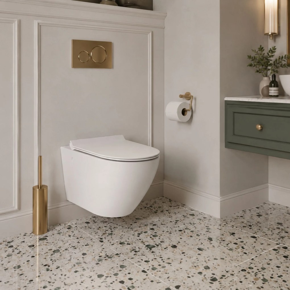 Miska WC wisząca bezkołnierzowa biała DECOS White MINI biała z deską wolnoopadającą Slim