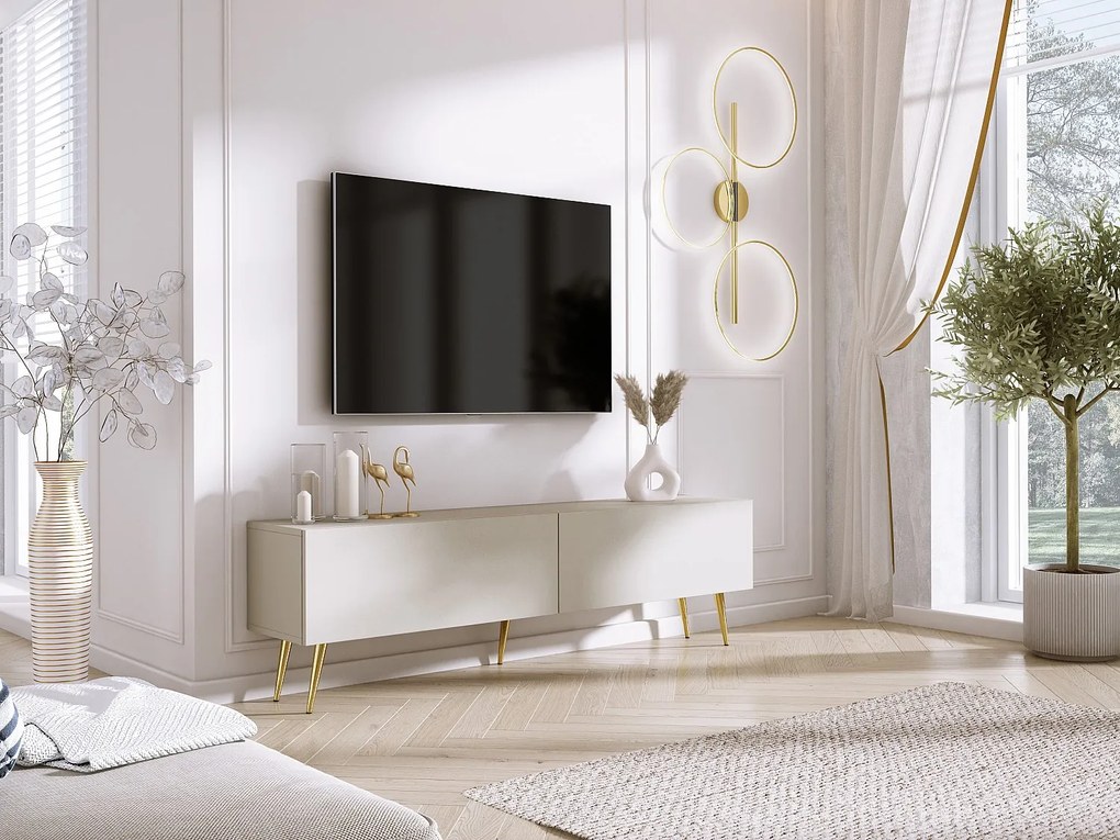 Szafka RTV: Kaszmir, złote nogi, 170 x 52 x 32 cm