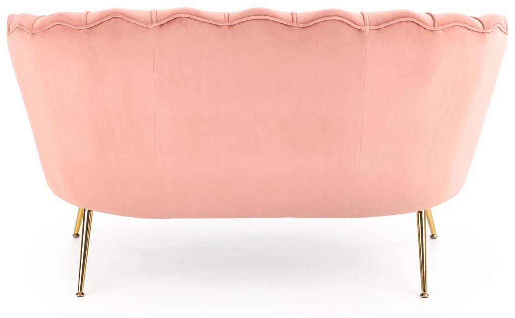 ALMA XL sofa, jasny różowy, złoty, velvet, 2-osobowa, glamour