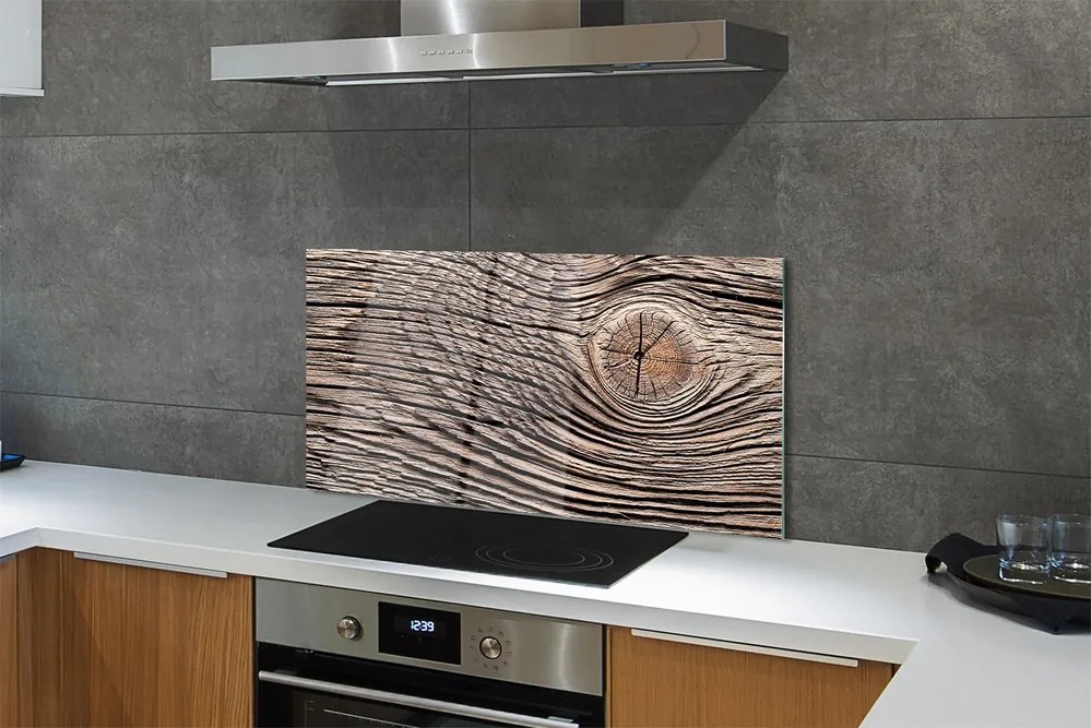 Panel szklany do Kuchni Słoje Drewna w Zbliżeniu