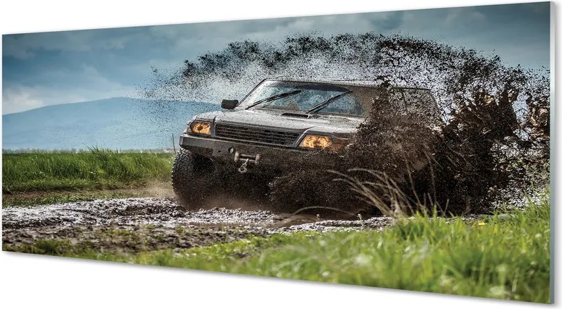 Panel szklany do Kuchni Auto Terenowe w Górach