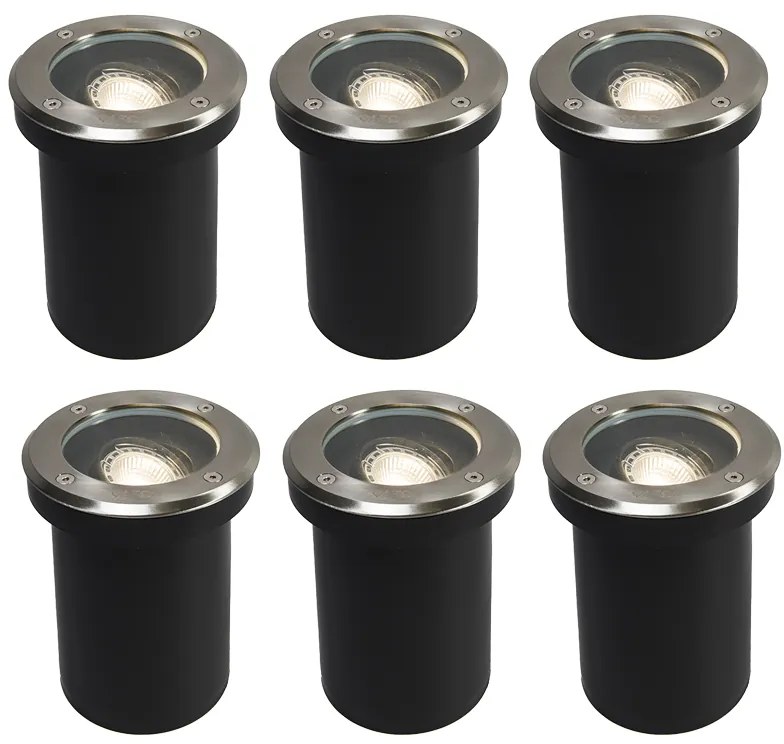 Zestaw 6 inteligentnych zewnętrznych reflektorów naziemnych regulowanych w komplecie z Wi-Fi GU10 - Delux
