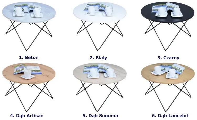 Okrągły stolik kawowy w stylu loft dąb sonoma A4-L04