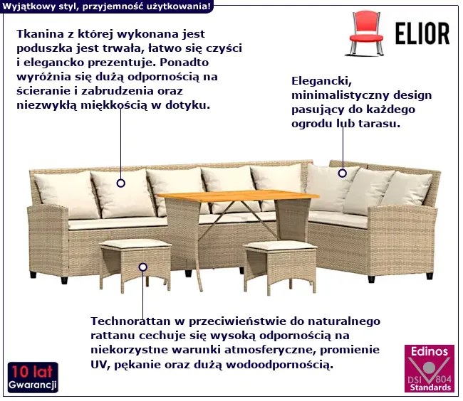 4-częściowy zestaw ogrodowy beżowy - Wezen