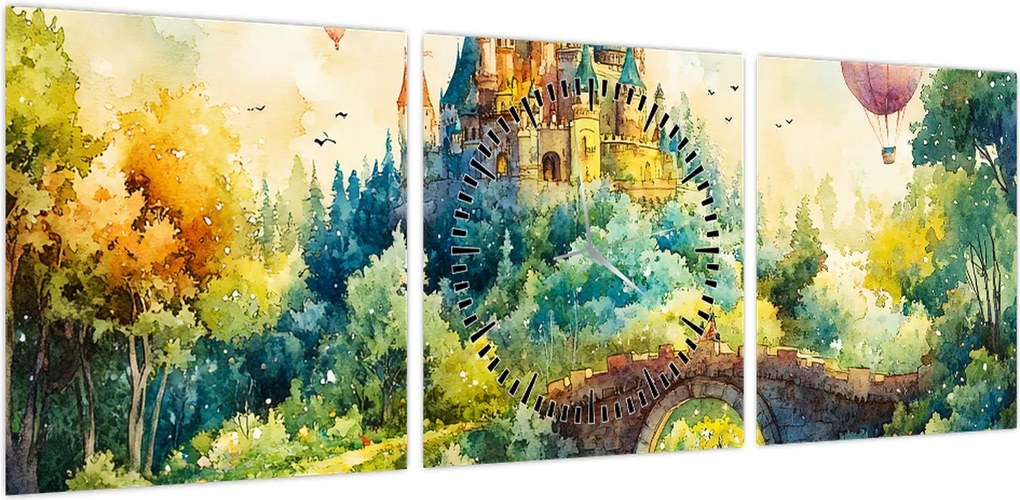 Obraz - Baśniowy zamek (z zegarem) (90x30 cm)