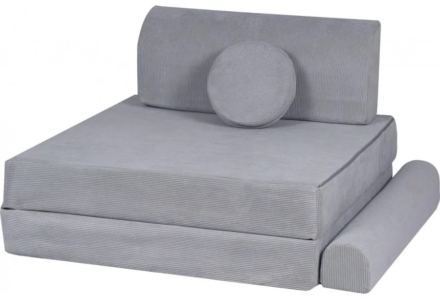 Slimcord sztruksowa sofa dziecięca, szara - meowbaby®