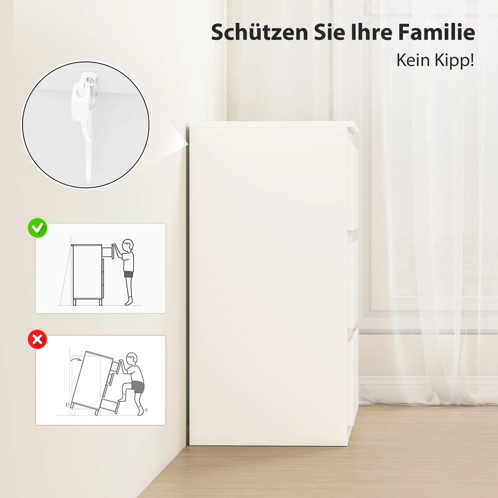 HOMCOM Komoda z 3 szufladami, do salonu, sypialni, przedpokoju, płyta wiórowa, biały