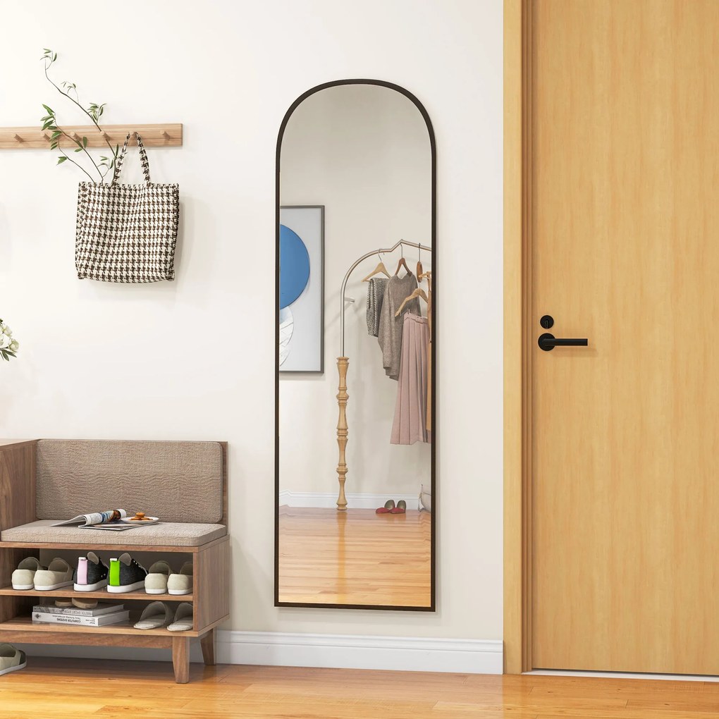 HOMCOM Duże lustro stojące całociałowe nowoczesny design czarna rama 50x1615 cm | Aosom PL