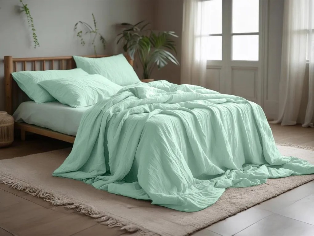 PrzytulneMieszkanie.pl PrzytulneMieszkanie.pl Muślinowa pościel MUSSARI miętowa Rozmiar pościeli: 70 x 90 cm | 140 x 200 cm