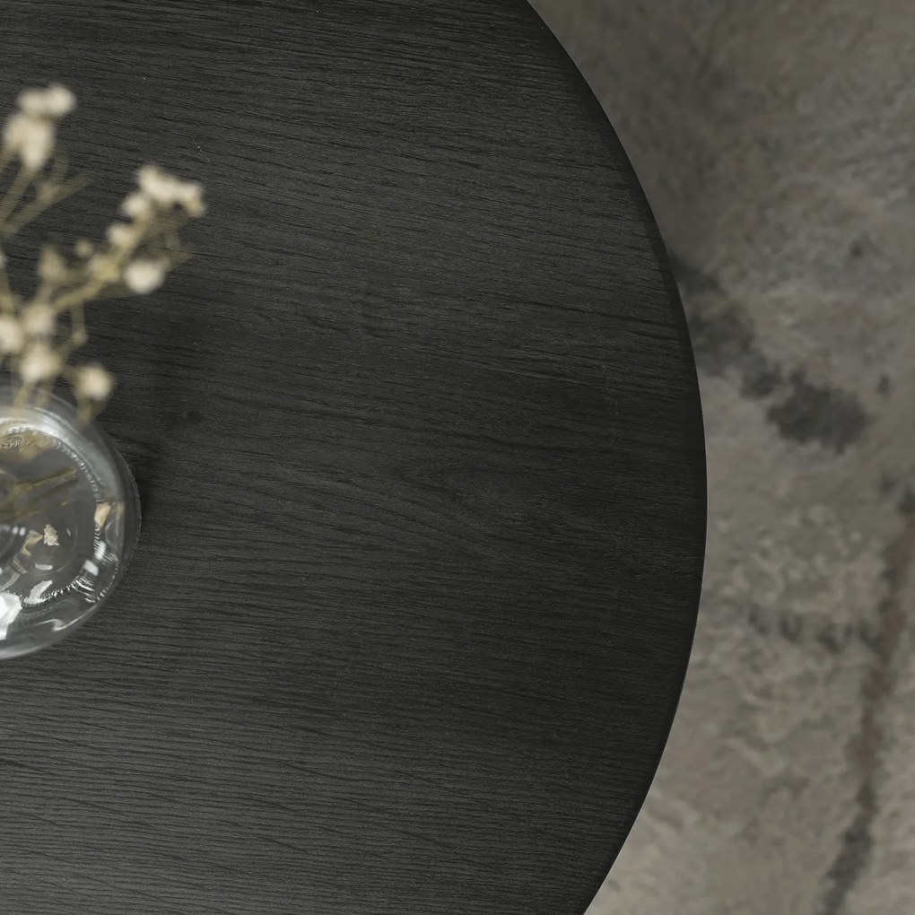 Zestaw Stolików Kawowych LEILA 38 cm/48 cm Czarny Loft