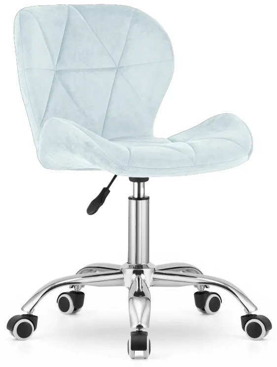 Zestaw do biura – składany stół ZARIMO 80×40 cm, biały + krzesło biurowe AVOLA VELVET jasnoniebieskie
