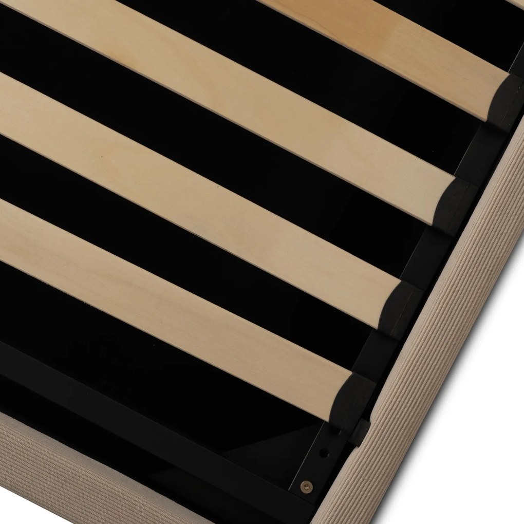 Łóżko Tapicerowane 180x200 cm MARSYLIA ze Stelażem i Pojemnikiem Dwuosobowe Sztruksowe Beżowe