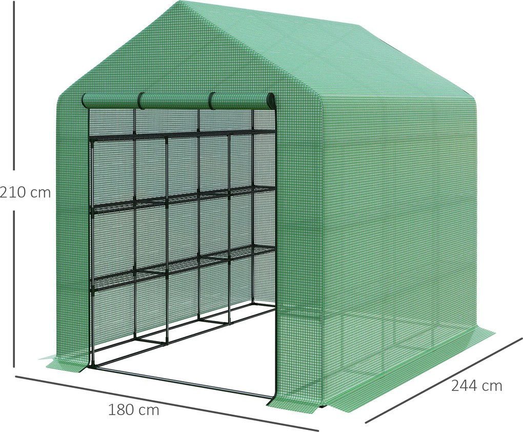 Outsunny szklarnia z półkami idealna na pomidory i inne rośliny skrzynia inspektowa duża 244x182x213cm | Aosom PL