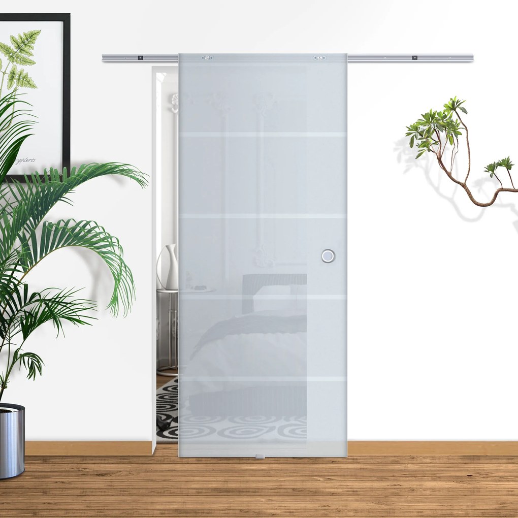 HOMCOM Drzwi Przesuwne Szklane Satynowane do Pokoju 900 x 2050 mm Eleganckie i Praktyczne | Aosom PL