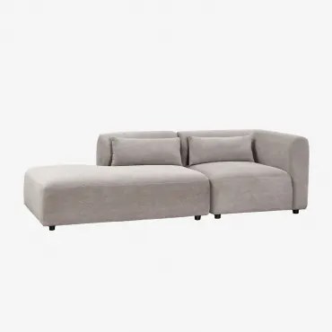 Sofa Modułowy Narożny 2-częściowy Z Lewym Szezlongiem Fogler Sztruks Jasny Szary Taupe - Sklum