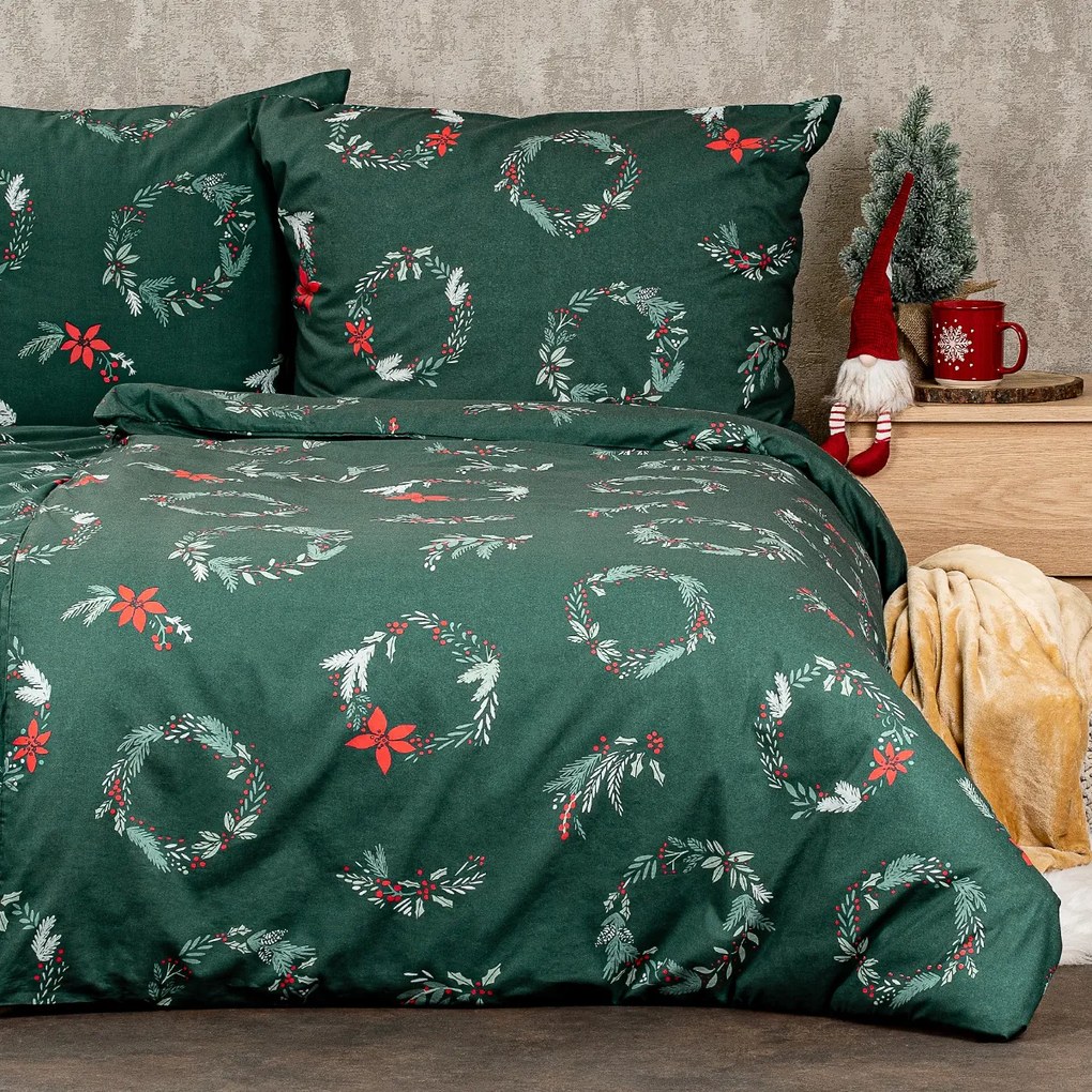 4Home Świąteczna pościel bawełniana Poinsettia, 160 x 200 cm, 70 x 80 cm, 160 x 200 cm, 70 x 80 cm