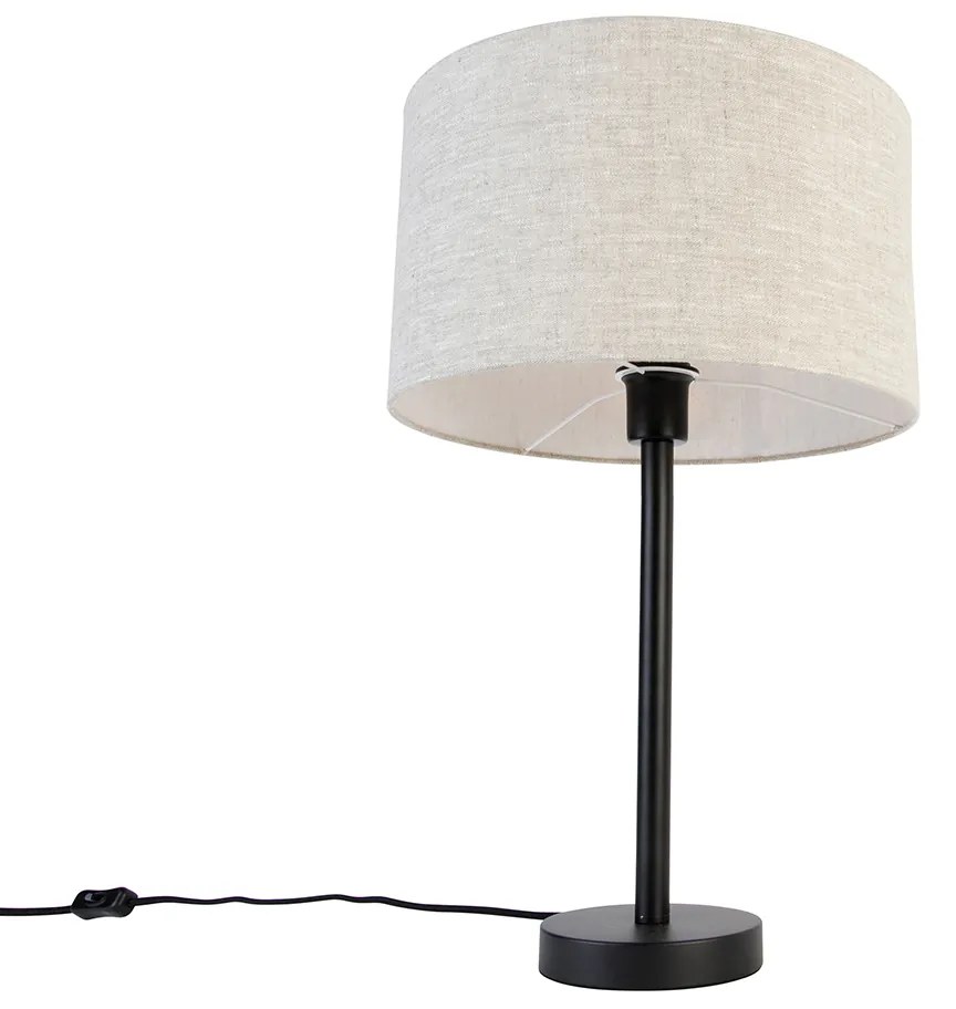 Nowoczesna lampa stołowa czarna z abażurem boucle jasnoszary 35 cm - SimploDesignerski Oswietlenie wewnetrzne