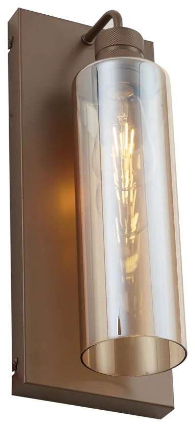 Lampa ścienna w stylu Hotel Chic ciemny brąz z bursztynowym szkłem - StavelotElegancki hotelowy Oswietlenie wewnetrzne