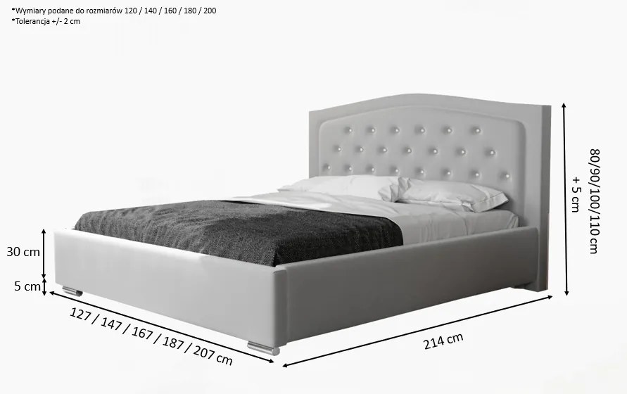 Łóżko sypialniane GLAMOUR SLIM - 120x200