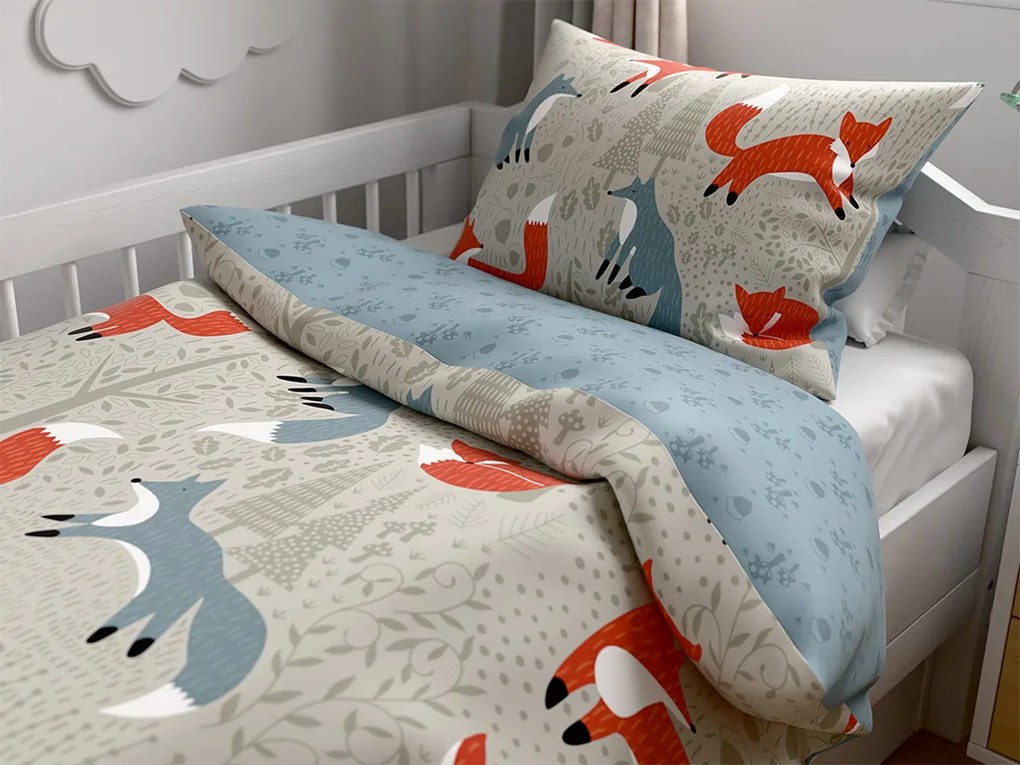 PrzytulneMieszkanie.pl PrzytulneMieszkanie.pl Krepowa pościel do łóżeczka Renforcé FOXIVA szara Rozmiar pościeli: 45 x 65 cm | 90 x 140 cm