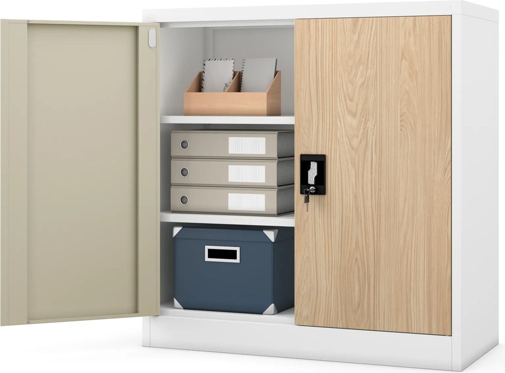 Szafka na akta osobowe, niska, biała/dąb sonoma, 900x930x400 mm: BEATA Eco Design