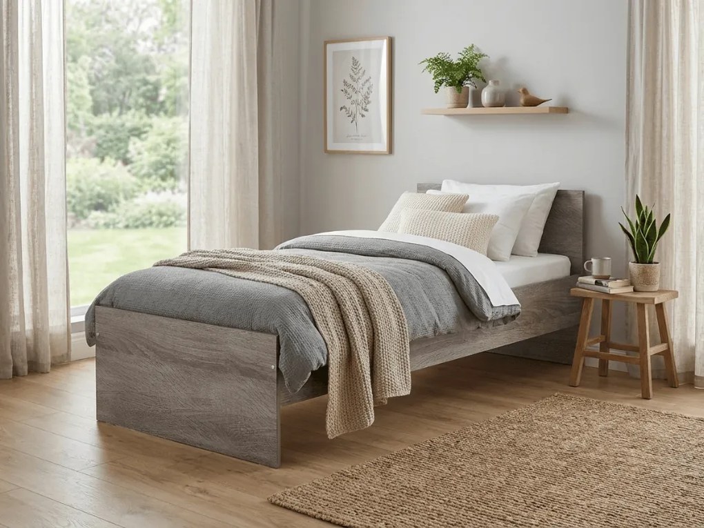 Łóżko ELISA 90 x 200 cm, dąb truflowy Stelaż: Ze stelażem listwowym rolowanym elastycznym, Materac: Materac Deluxe 10 cm