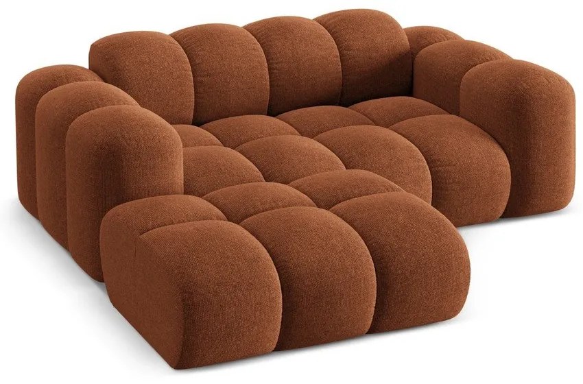 Narożnik z tkaniny szenilowej (lewostronny/z szezlongiem) w kolorze terakoty Treno – Cosmopolitan Design