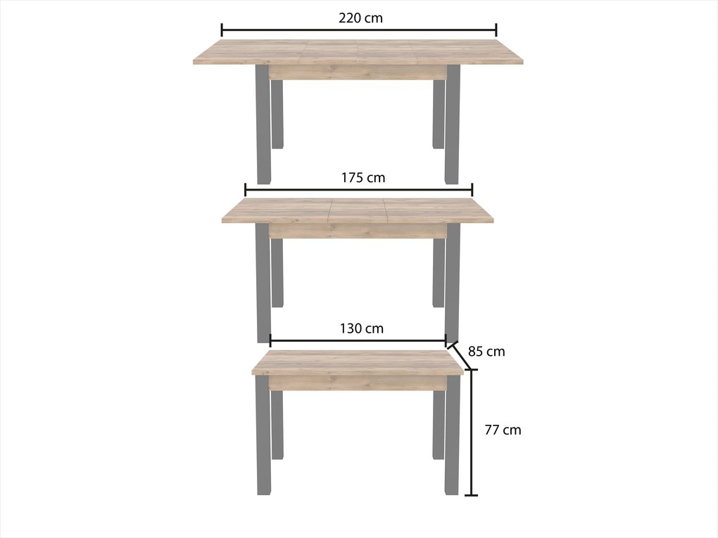 Stół rozkładany ALIVO Brązowy do Salonu Jadalni 130-175 x 85 x 77 cm, Prostokątny