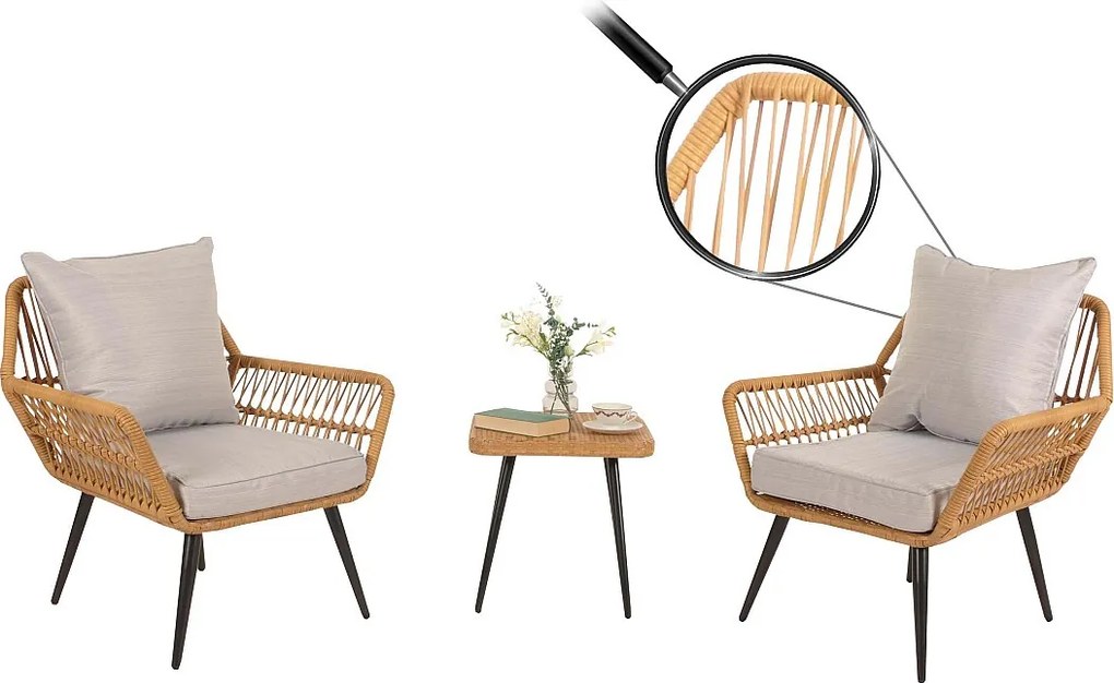 Zestaw polirattanowy MCW-N34, jasnoszary