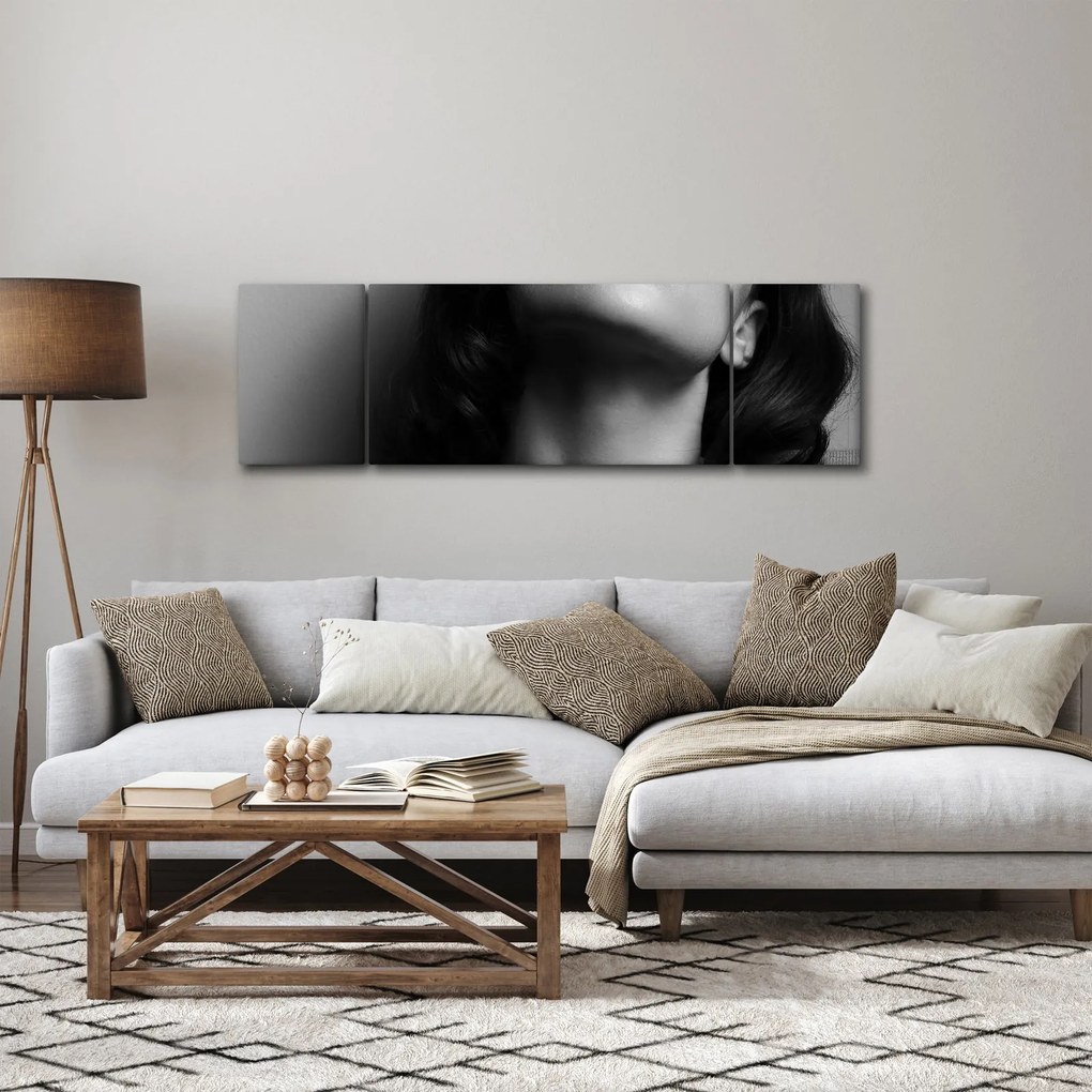 Obraz - Portret kobiety z czerwoną szminką (170x50 cm)