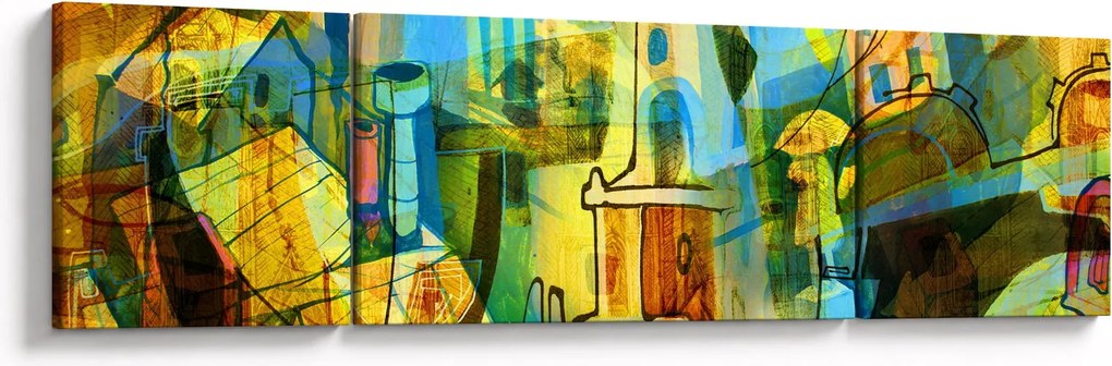 Obraz - Architektura, abstrakcja kubistyczna (170x50 cm)