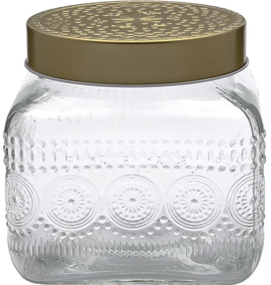 Altom Zestaw szklanych pojemników z złotą pokrywką Daisy 1,3 l, 4 szt., 1,3 l