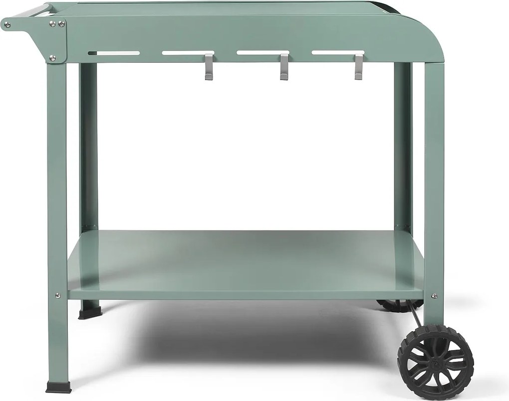 Wózek kaki Livoo GS168V do plancha 2-3 palniki, malowana stal, 3 haki, koszyk, koła zębate, 91,5x50,2x80 cm