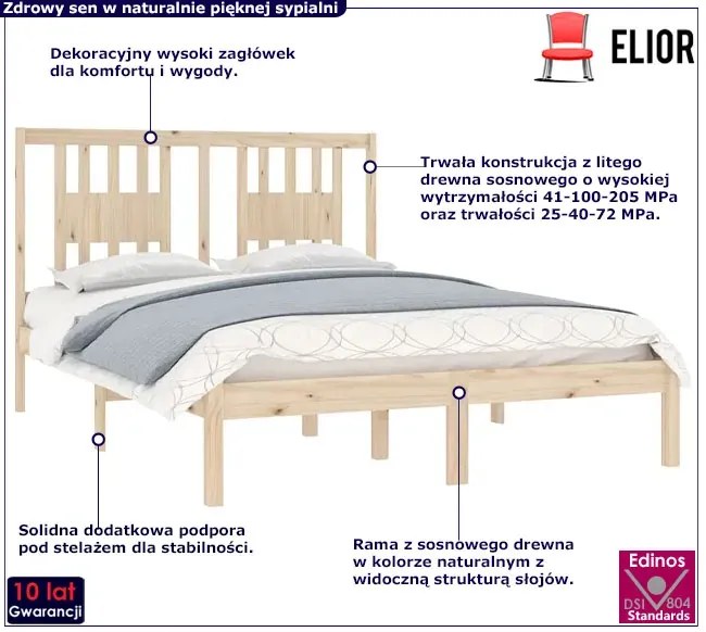 Naturalne drewniane łóżko 120x200 Lorenza 5X