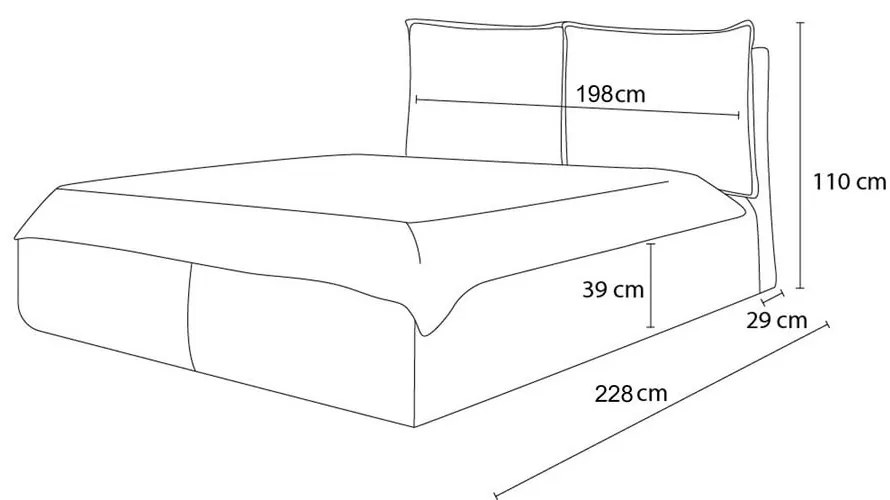 Ciemnoniebieskie tapicerowane łóżko dwuosobowe ze schowkiem i stelażem 180x200 cm Garance – Bobochic Paris