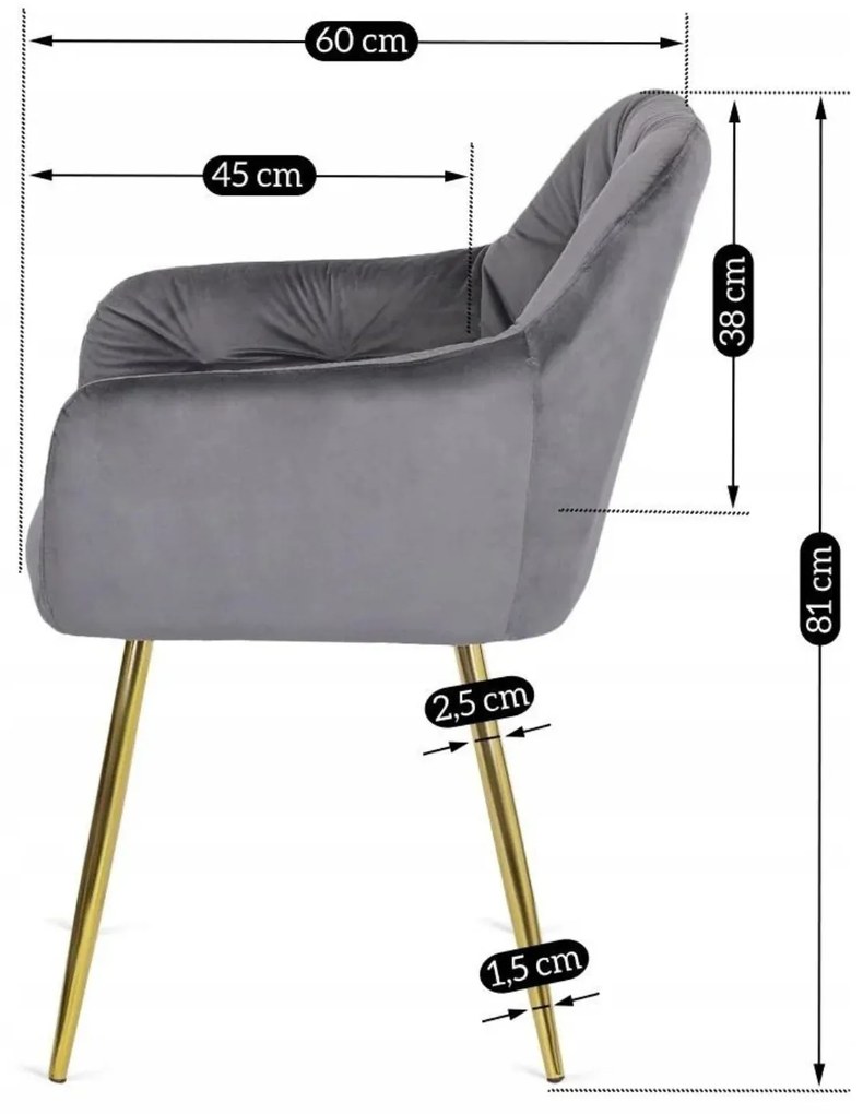 Zestaw Stół Okrągły SALLO 110 cm i 4 Krzesła Tapicerowane RAYA Szare Glamour