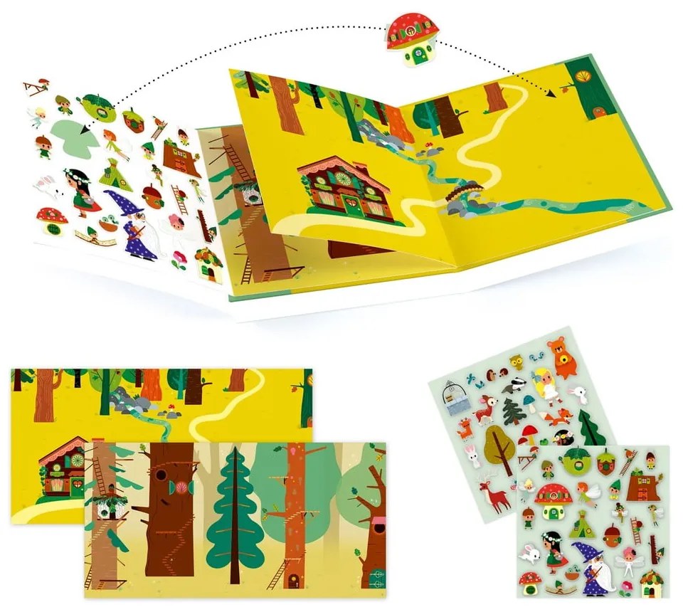 Zestaw książki i wielorazowych naklejek Djeco Forest Sticker Story