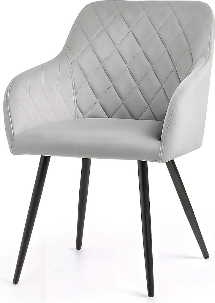 Zestaw 4 szarych krzeseł pikowanych S2-Z80