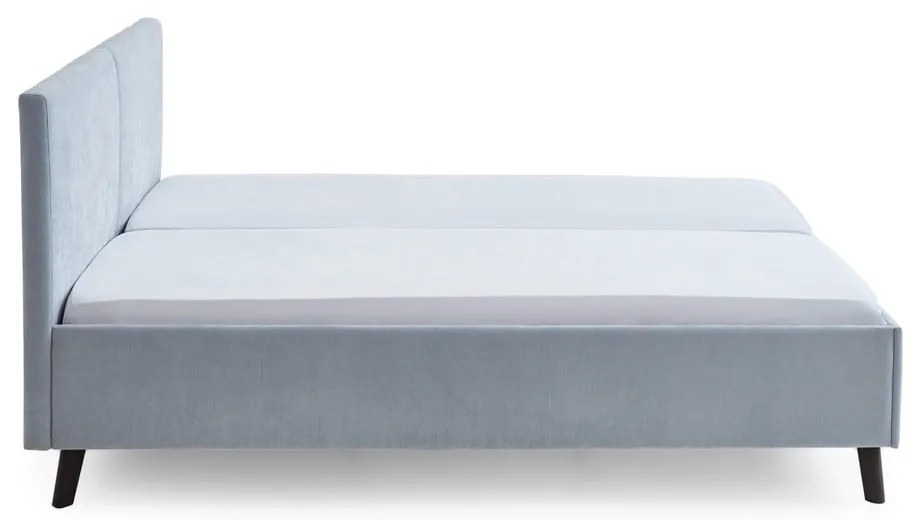 Jasnoniebieskie tapicerowane łóżko dwuosobowe ze stelażem 160x200 cm Piano – Meise Möbel