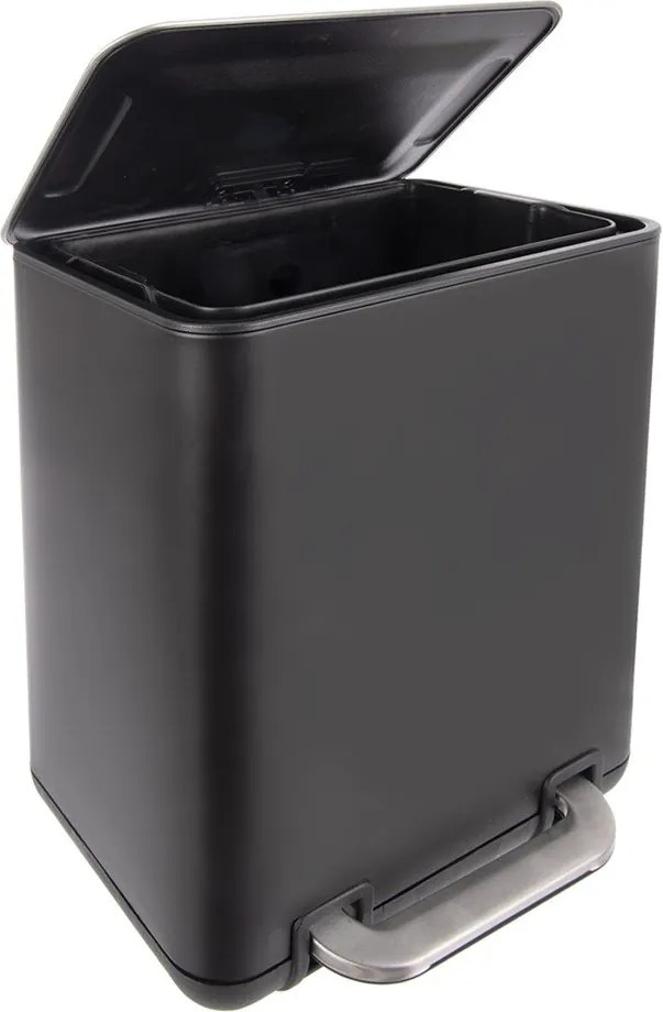 Czarny kosz na śmieci z pedałem ze stali nierdzewnej 20 l Black – Orion
