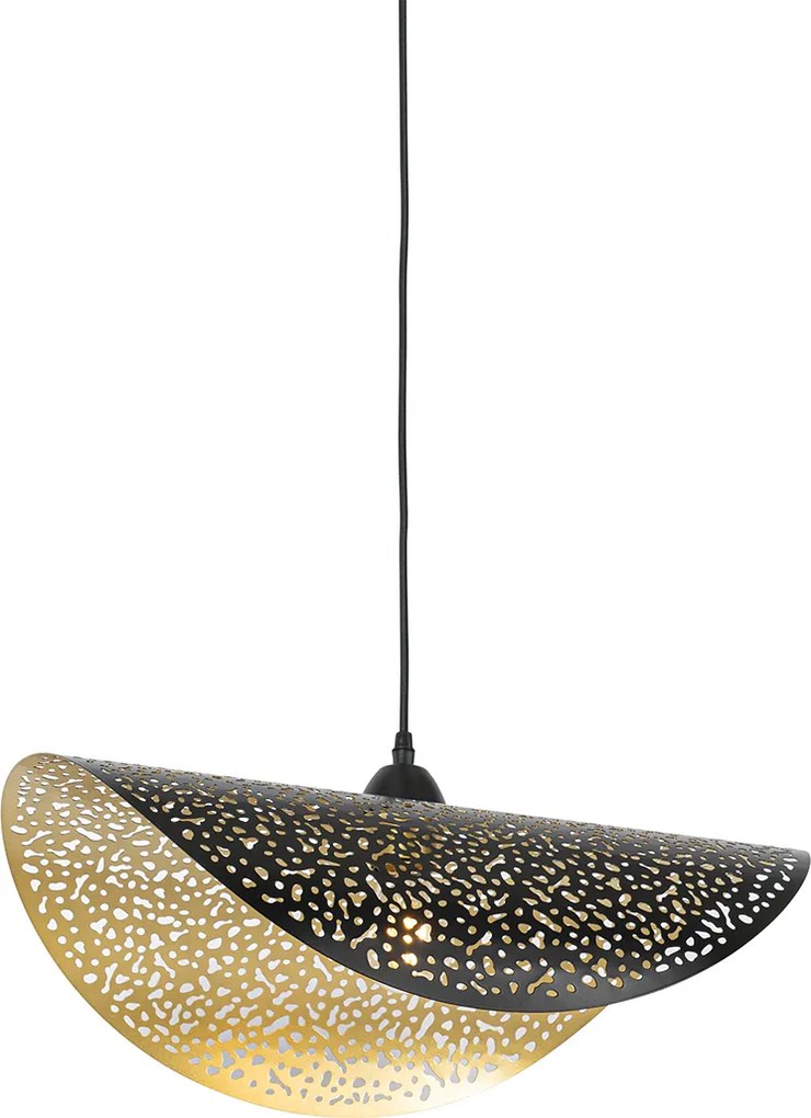 Orientalna lampa wisząca czarna ze złotem 50 cm - Japke