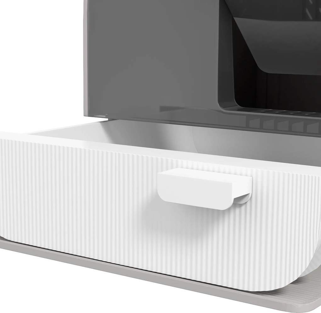 PawHut Kuweta z pokrywą, łopatką, matą na żwirek, plastik, szara/czarna | Aosom PL