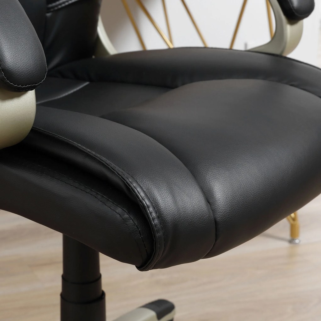 HOMCOM ergonomiczny fotel biurowy obrotowy wygodny czarny fotel do pracy przy biurku | Aosom PL