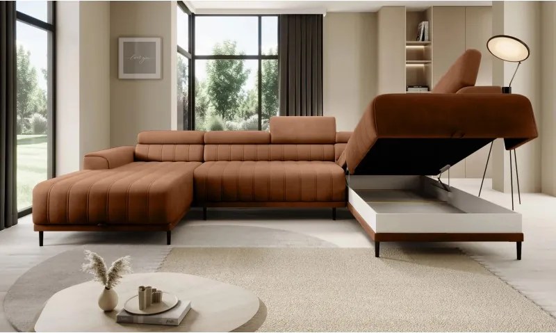 Narożnik CALDO XL Prawostronny z funkcją spania wolnostojąca w tkaninie RUN AGAIN 53 WERSAL