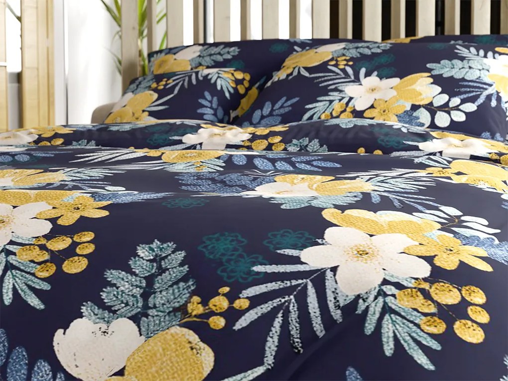 PrzytulneMieszkanie.pl PrzytulneMieszkanie.pl Pościel z mikrofibry FLOWERISH ciemnoniebieska Rozmiar pościeli: 2 szt 70 x 90 cm | 200 x 220 cm