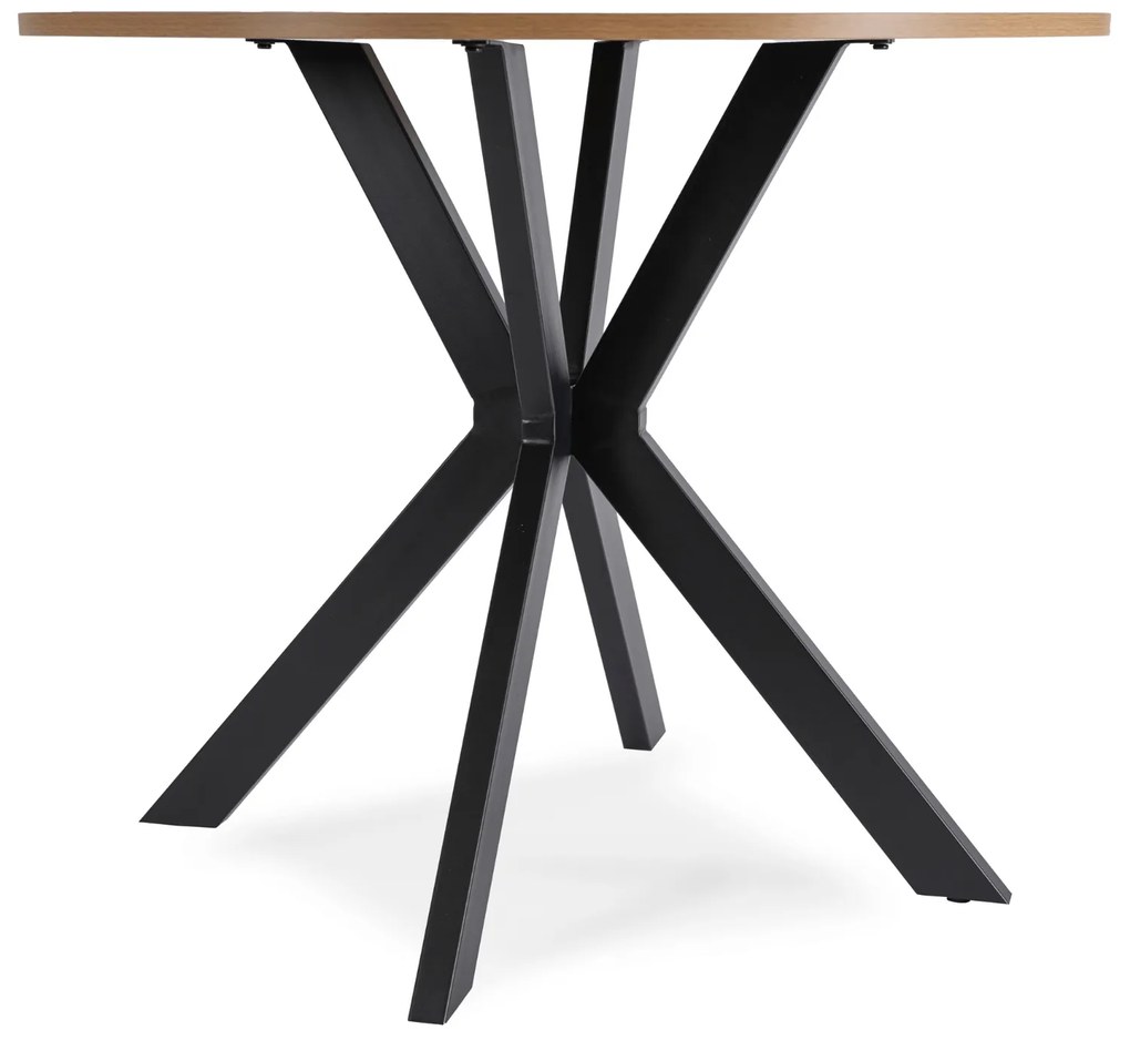 Stół Okrągły LAUREN 90 cm Dąb Złoty/Czarny Loft Nowoczesny