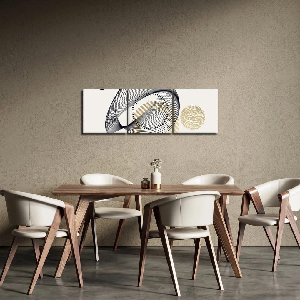 Obraz - Kształty geometryczne N⁰3 (z zegarem) (90x30 cm)