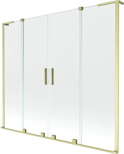 Mexen Velar L Duo parawan nawannowy 2-skrzydłowy rozsuwany 170 x 150 cm, transparent, złoty szczotkowany - 896-170-003-02-55